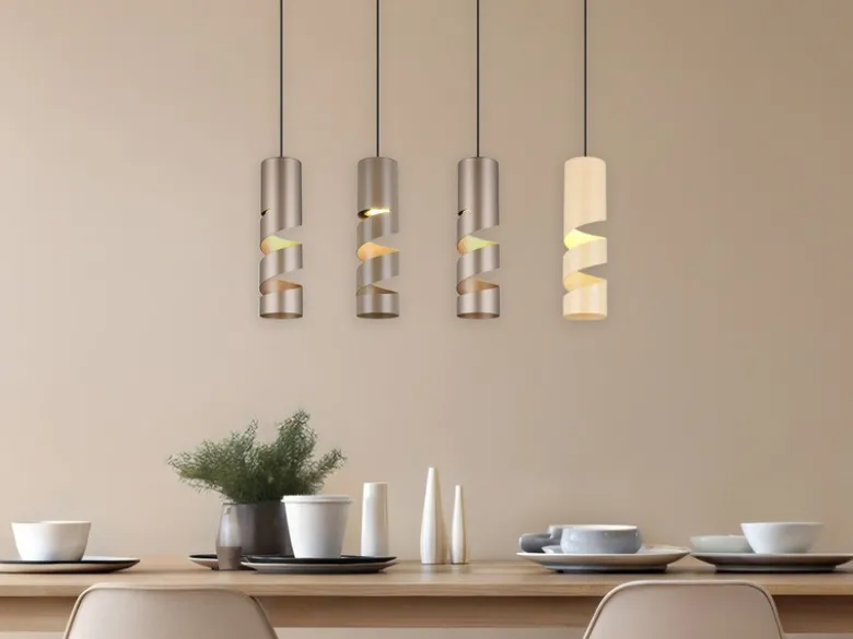 Moderne Pendelleuchte STREAM 4-flammig aus Metall in Coffee Tönen, B: 80cm