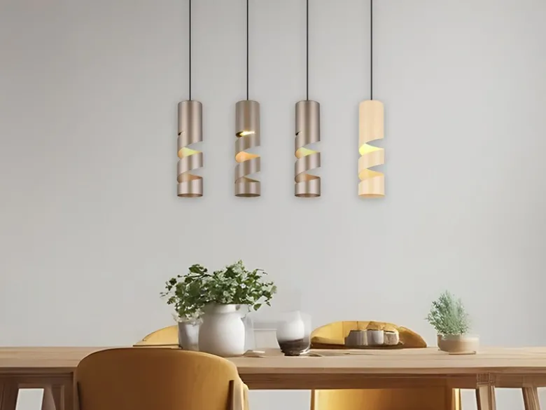 Moderne Pendelleuchte STREAM 4-flammig aus Metall in Coffee Tönen, B: 80cm