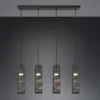Moderne Pendelleuchte STREAM 4-flammig aus Metall in Schwarz, Breite 80cm
