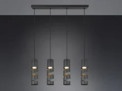 Moderne Pendelleuchte STREAM 4-flammig aus Metall in Schwarz, Breite 80cm