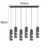 Moderne Pendelleuchte STREAM 6-flammig aus Metall in Schwarz, Breite 100cm