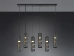 Moderne Pendelleuchte STREAM 6-flammig aus Metall in Schwarz, Breite 100cm
