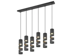 Moderne Pendelleuchte STREAM 6-flammig aus Metall in Schwarz, Breite 100cm