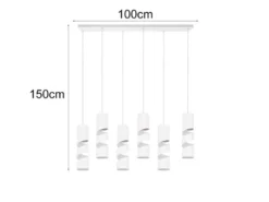 Moderne Pendelleuchte STREAM 6-flammig aus Metall in Weiß, Breite 100cm
