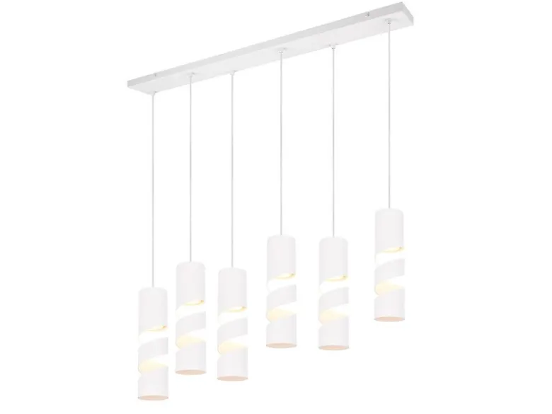 Moderne Pendelleuchte STREAM 6-flammig aus Metall in Weiß, Breite 100cm