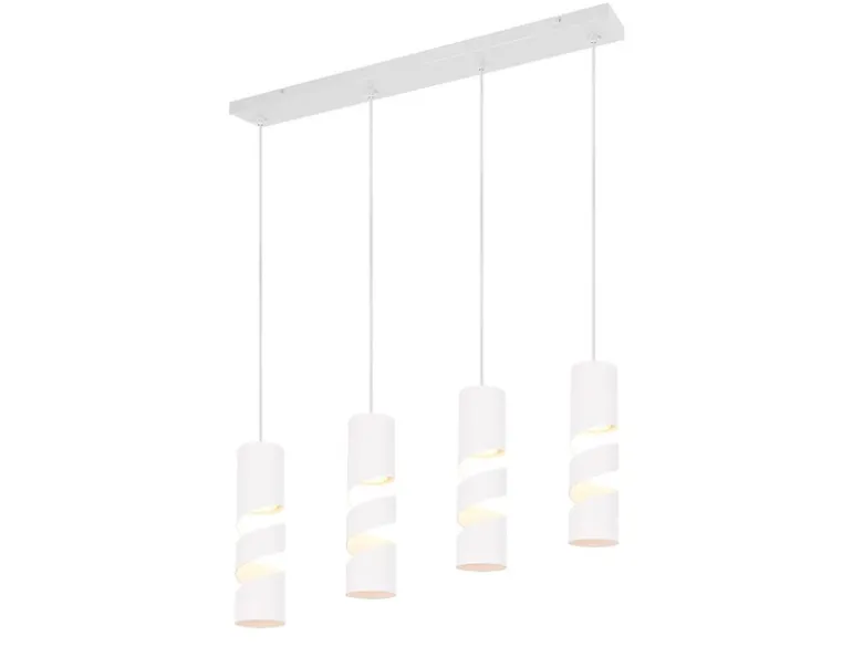 Moderne Pendelleuchte STREAM 4-flammig aus Metall in Weiß, Breite 80cm