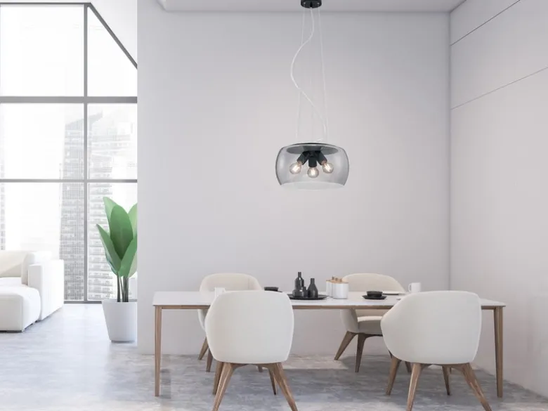 Moderne Pendelleuchte VALENTE mit Rauchglas Lampenschirm, Ø 40cm