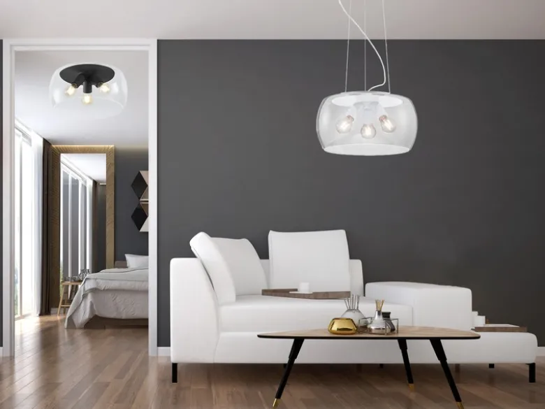 Moderne Pendelleuchte VALENTE mit Rauchglas Lampenschirm, Ø 40cm