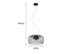 Moderne Pendelleuchte VALENTE mit Rauchglas Lampenschirm, Ø 40cm