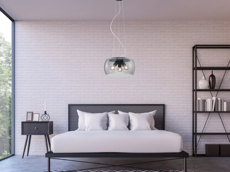 Moderne Pendelleuchte VALENTE mit Rauchglas Lampenschirm, Ø 40cm