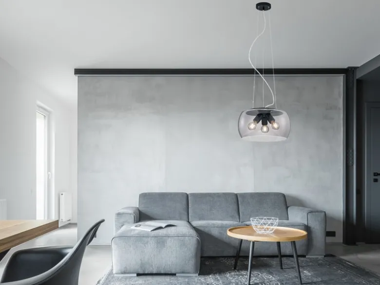 Moderne Pendelleuchte VALENTE mit Rauchglas Lampenschirm, Ø 40cm