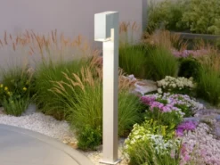Moderne Pollerleuchte POLLUX in Weiß, Höhe 100cm