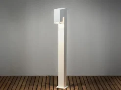 Moderne Pollerleuchte POLLUX in Weiß, Höhe 100cm