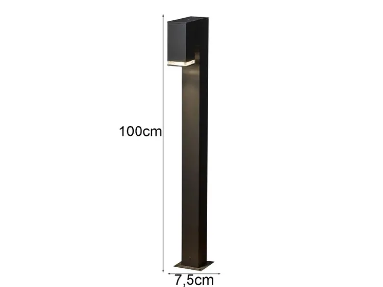 Moderne Pollerleuchte POLLUX in Schwarz, Höhe 100cm
