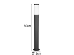 Moderne Pollerleuchte TRIOTO aus Edelstahl in Schwarz, Höhe 80cm