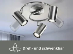 Moderner Deckenstrahler FAINAS 3-flammig Silber mit GU10 LED Ø 25cm