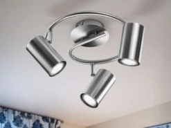 Moderner Deckenstrahler FAINAS 3-flammig Silber mit GU10 LED Ø 25cm