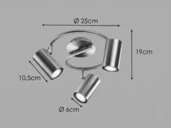 Moderner Deckenstrahler FAINAS 3-flammig Silber mit GU10 LED Ø 25cm