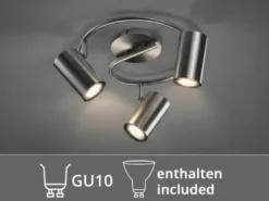 Moderner Deckenstrahler FAINAS 3-flammig Silber mit GU10 LED Ø 25cm
