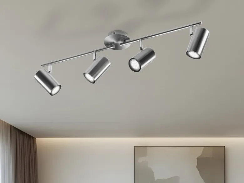 Moderner Deckenstrahler FAINAS 4-flammig Silber mit GU10 LED, Breite 70cm