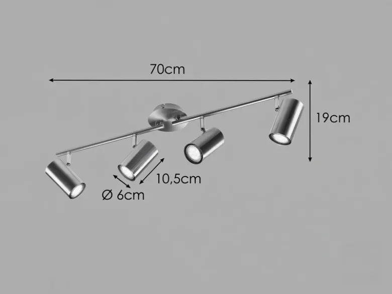 Moderner Deckenstrahler FAINAS 4-flammig Silber mit GU10 LED, Breite 70cm