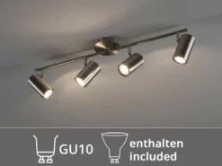 Moderner Deckenstrahler FAINAS 4-flammig Silber mit GU10 LED, Breite 70cm
