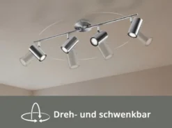 Moderner Deckenstrahler FAINAS 4-flammig Silber mit GU10 LED, Breite 70cm
