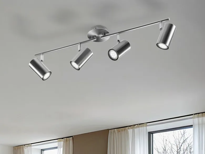 Moderner Deckenstrahler FAINAS 4-flammig Silber mit GU10 LED, Breite 70cm