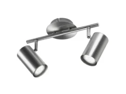 Moderner Deckenstrahler FAINAS 2-flammig Silber mit GU10 LED, Breite 32,5cm