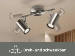Moderner Deckenstrahler FAINAS 2-flammig Silber mit GU10 LED, Breite 32,5cm