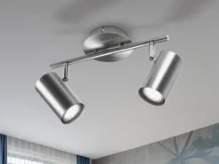 Moderner Deckenstrahler FAINAS 2-flammig Silber mit GU10 LED, Breite 32,5cm