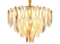 Moderner Kronleuchter ELINOR Gold mit 3-farbigem K9 Kristall Ø 60cm