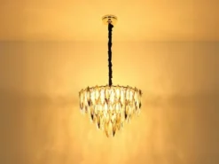 Moderner Kronleuchter ELINOR Gold mit 3-farbigem K9 Kristall Ø 60cm