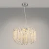 Moderner Kronleuchter LAVERNE Silber Chrom mit Glas Kristall Ø 50cm