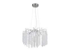 Moderner Kronleuchter LAVERNE Silber Chrom mit Glas Kristall Ø 50cm