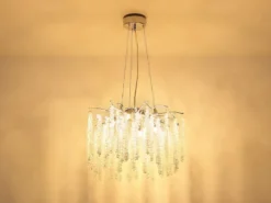 Moderner Kronleuchter LAVERNE Silber Chrom mit Glas Kristall Ø 50cm