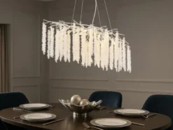 Moderner Kronleuchter LAVERNE Silber Chrom mit Glas Kristall, Breite 100cm