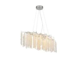 Moderner Kronleuchter LAVERNE Silber Chrom mit Glas Kristall, Breite 100cm