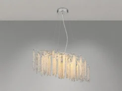 Moderner Kronleuchter LAVERNE Silber Chrom mit Glas Kristall, Breite 100cm