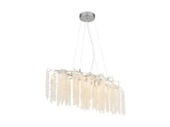 Moderner Kronleuchter LAVERNE Silber Chrom mit Glas Kristall, Breite 100cm