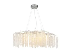 Moderner Kronleuchter LAVERNE Silber Chrom mit Glas Kristall, Breite 100cm