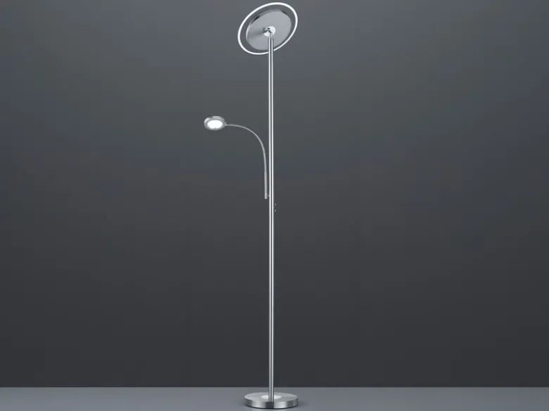 Moderner LED Deckenfluter ACKBAR dimmbar, mit Leselampe, Höhe 182cm
