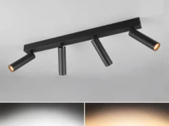 Moderner LED Deckenstrahler AMBALA dimmbar 4-flammig Schwarz, Breite 65cm