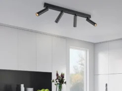 Moderner LED Deckenstrahler AMBALA dimmbar 4-flammig Schwarz, Breite 65cm