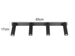 Moderner LED Deckenstrahler AMBALA dimmbar 4-flammig Schwarz, Breite 65cm