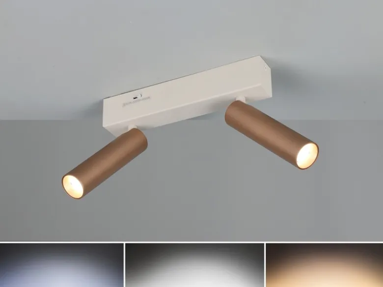 Moderner LED Deckenstrahler AMBALA dimmbar 2-flammig Coffee, Breite 26cm