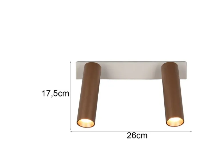 Moderner LED Deckenstrahler AMBALA dimmbar 2-flammig Coffee, Breite 26cm