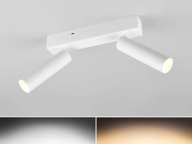 Moderner LED Deckenstrahler AMBALA dimmbar 2-flammig Weiß, Breite 26cm