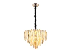 Moderner LED Kronleuchter Gold mit 3-farbigem K9 Kristall Ø 60cm