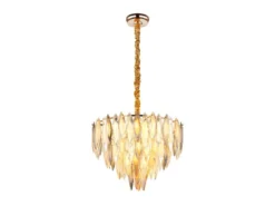 Moderner LED Kronleuchter Gold mit 3-farbigem K9 Kristall Ø 60cm